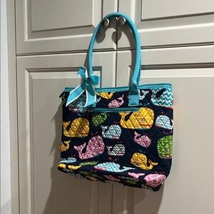 N GilWhale Patterned Tote Bag with Blue Accents